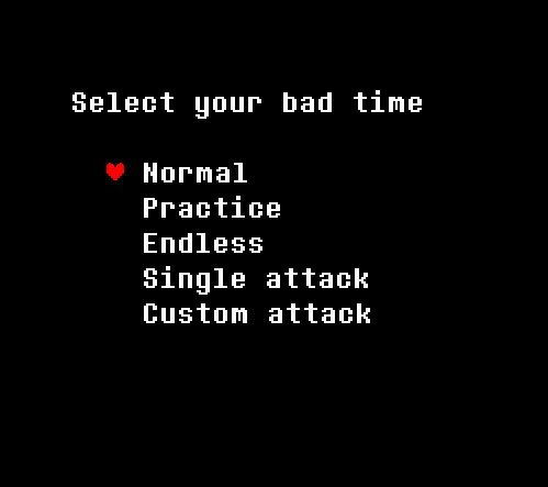 Start screen of Bad Time Simulator